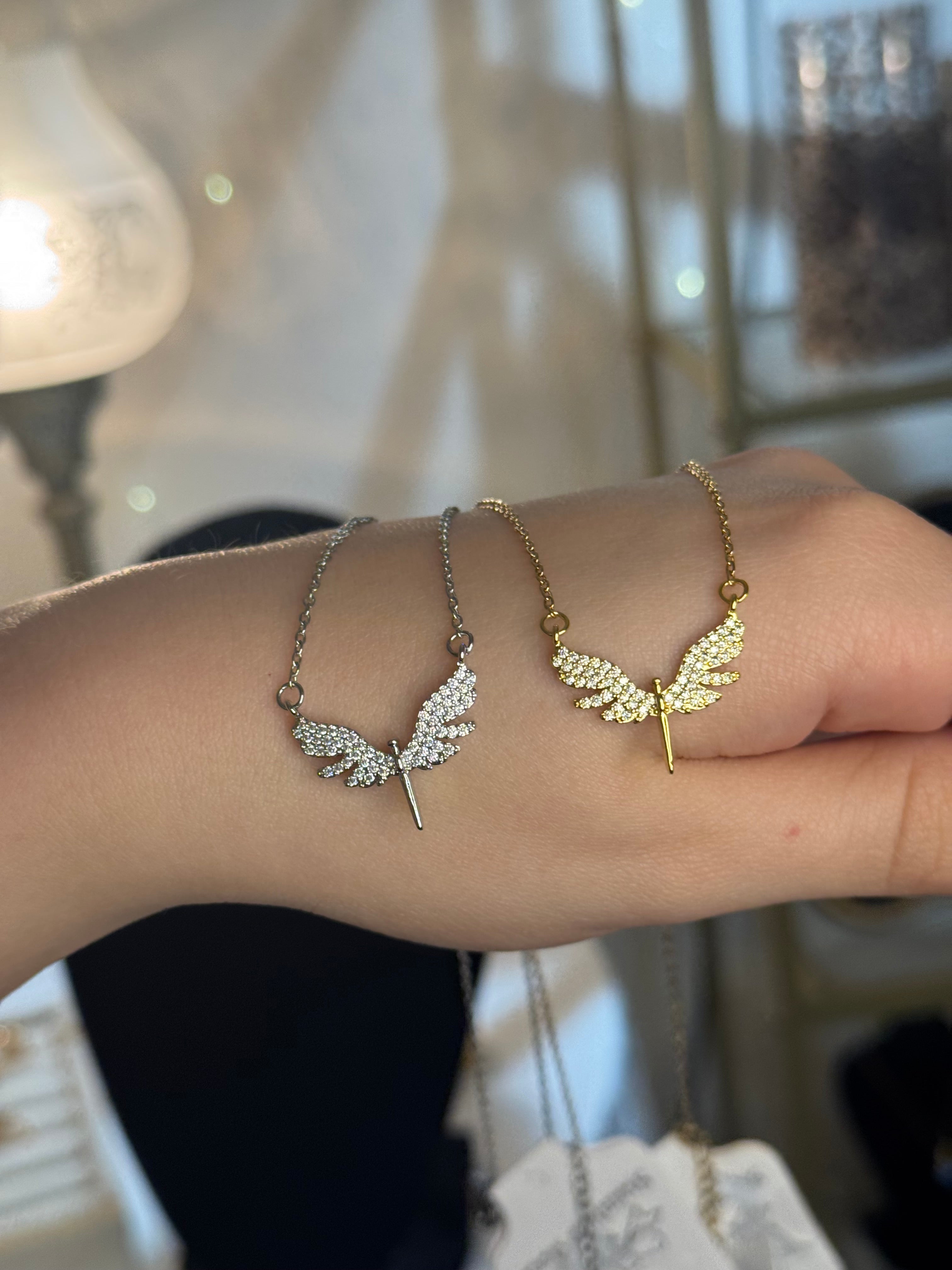 Angel Wings Gemstone Necklace