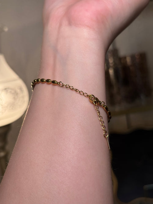 Ball Chain & Pearl Gold Plated Bracelet