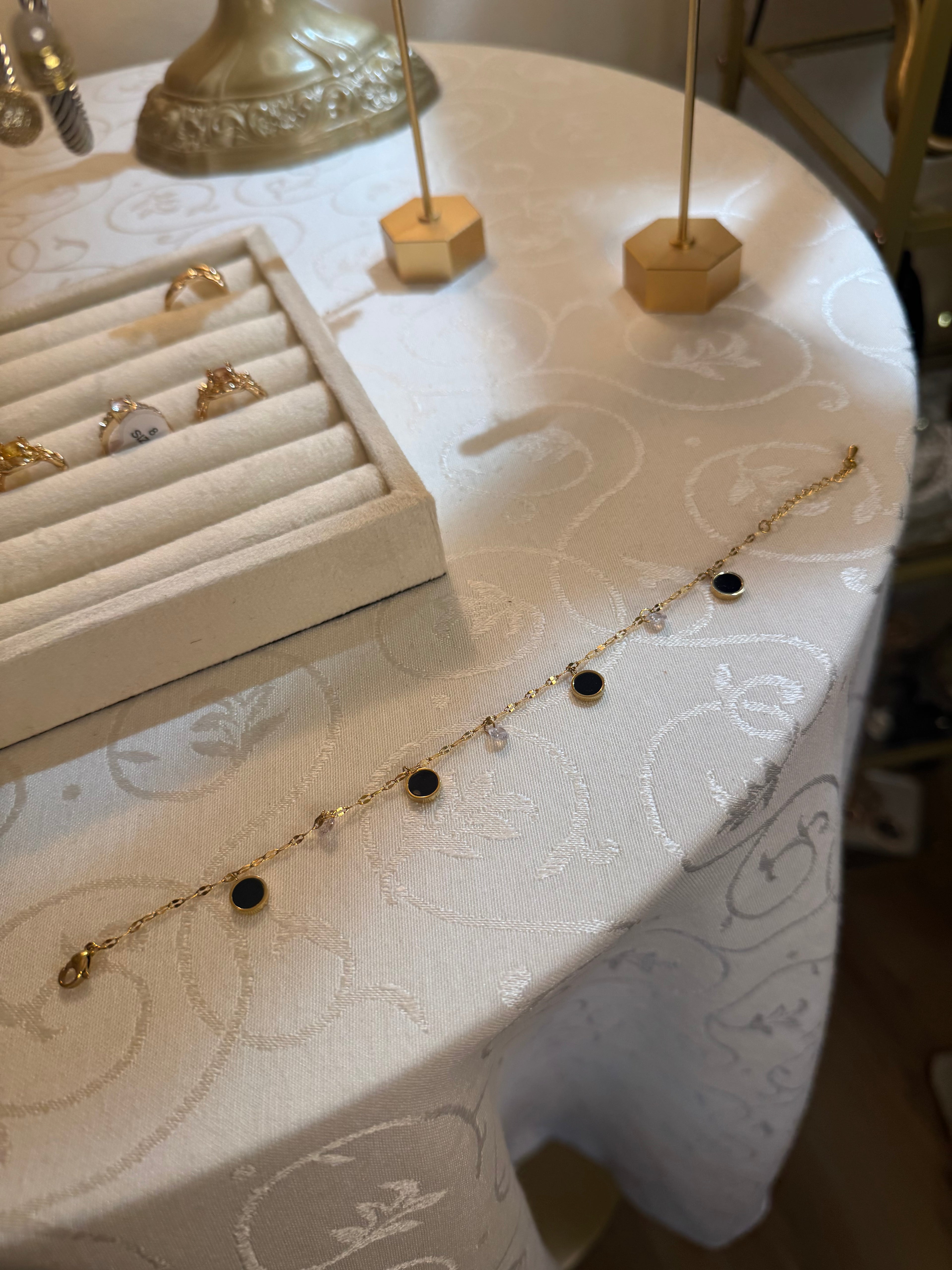 Black Dotted Bracelet or Anklet